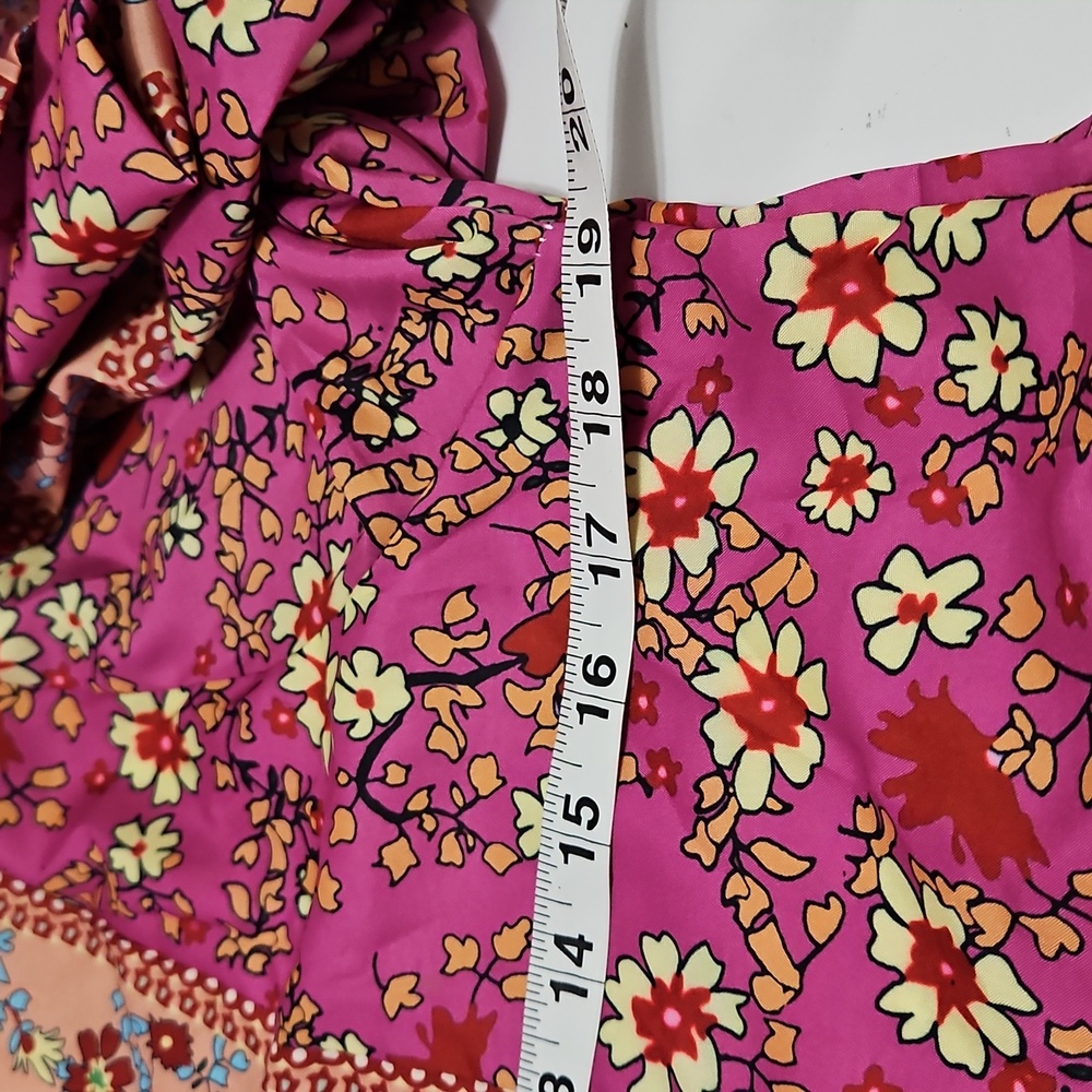 Oriental Style Kimono Cover Up Lightweight Open Front Floral Size S/M #1029 - Picture 7 of 12
